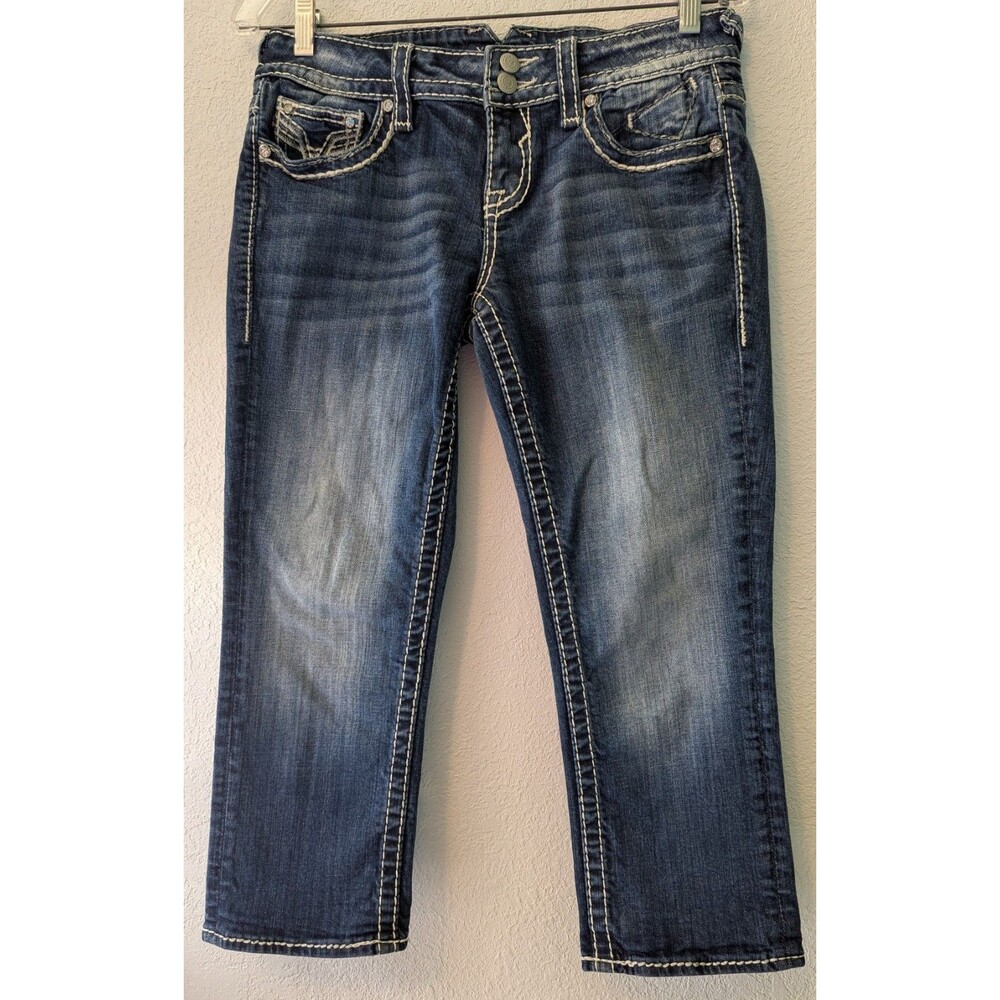 Vigoss Jeans Dallas Jeans Capri Size 29x22 Blue Embellished Western (648)